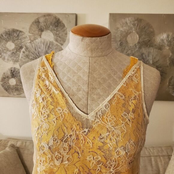 Reiss Kodi Double Layered Lace Top size 2 in Yellow - NEW - Picture 5 of 12